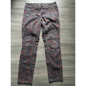 Seven7 Black legging jeans With Rose Pattern RN#109890 Size 8 Stretch Floral